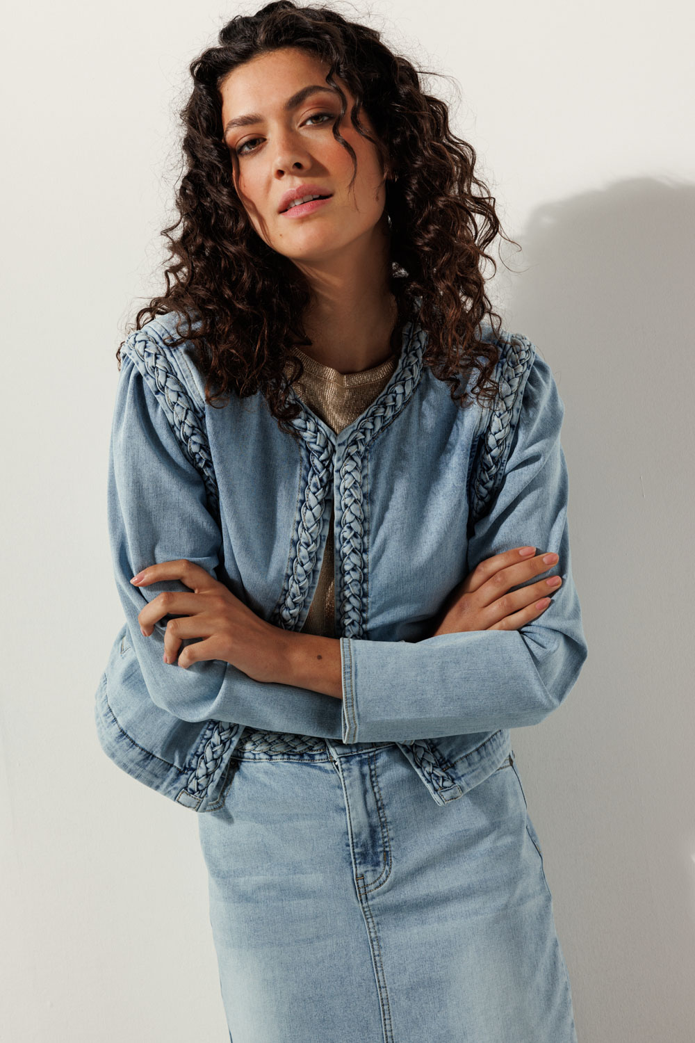 Braided-Detailed Jacket | 000043 - Light Blue Denim | 34/2 | 63890